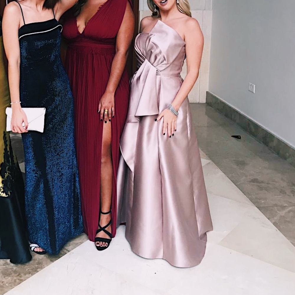 Champagne color prom gown dress